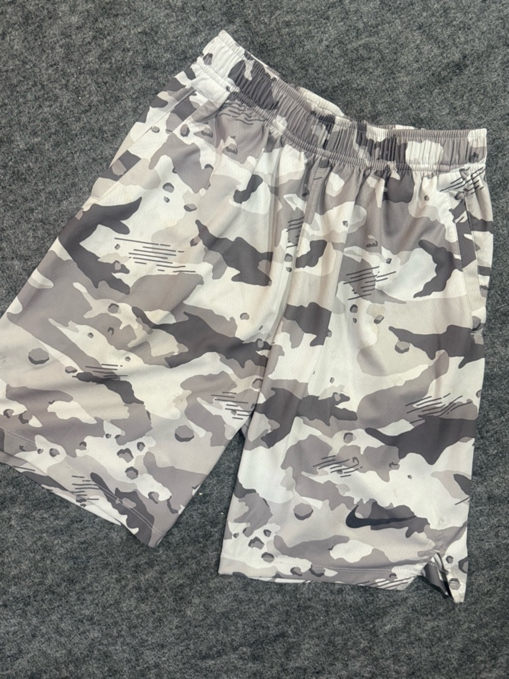 Nike Kids Camo One-Piece Shorts in White and Gray